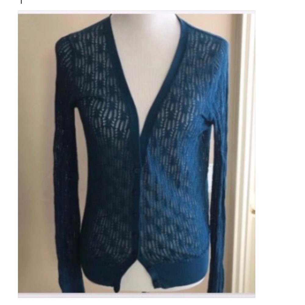 VICTORIA'S SECRET MODA INTERNATIONAL lacy cardigan sweater-M-100% cotton